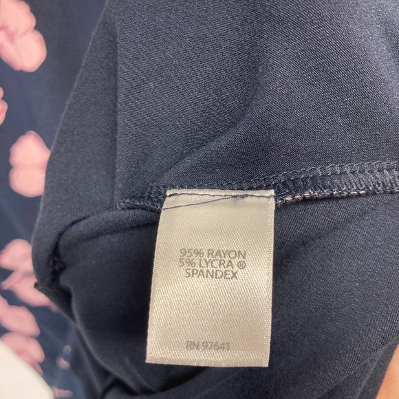 J Jill floral navy pink knit midi dress wearever collection L - Picture 5 of 8